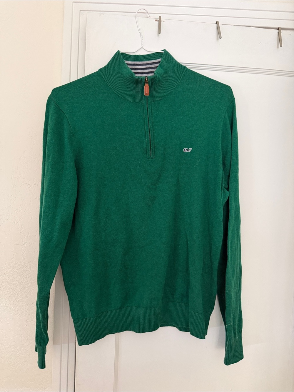 Vineyard Vines Men's Green Quarter-Zip Mock Neck Sweater
